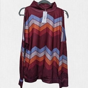 NWT Voins Color Blocked Chevron Top